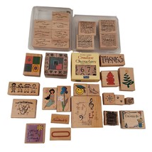 Wood Mounted Rubber Stamp Mixed Lot Stampin Up Rubber Stampede Stamps Happen - £35.61 GBP