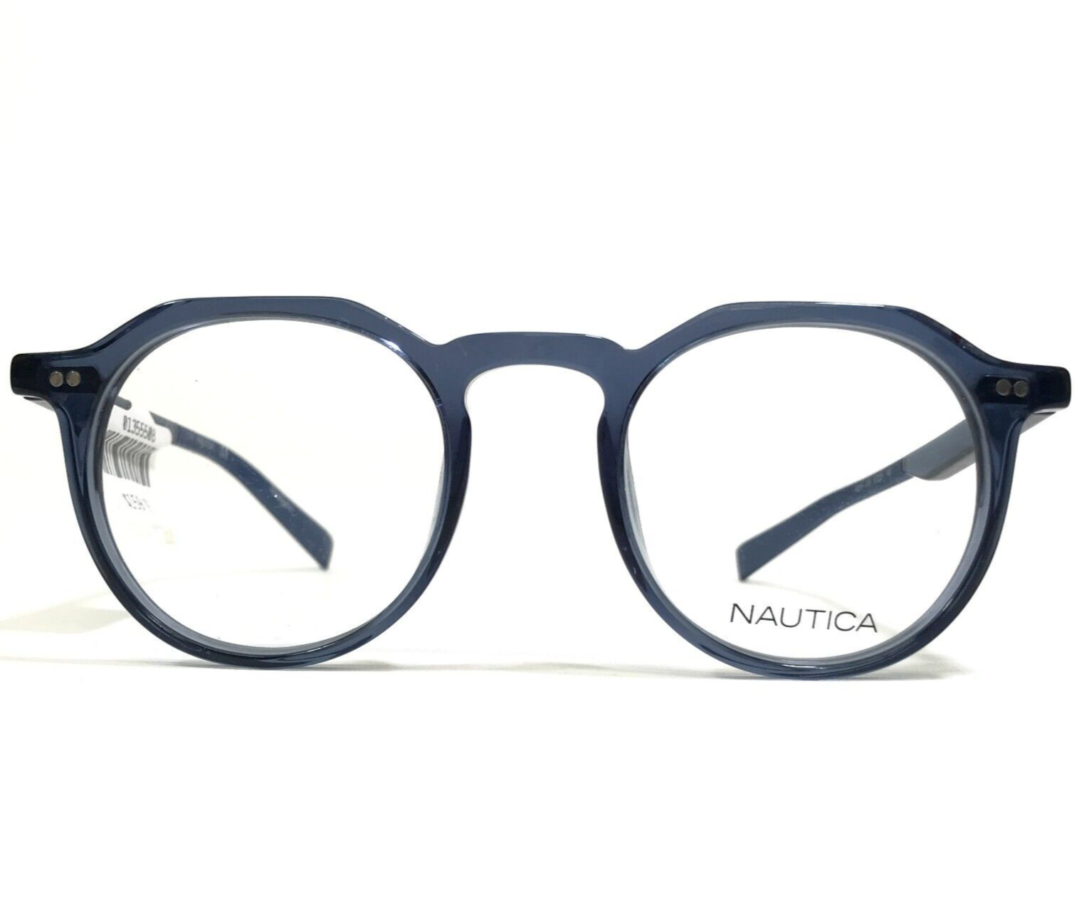 Nautica Eyeglasses Frames N8151 410 Clear Blue Hexagon Round Full Rim 47-21-140 - $111.98