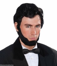 Deluxe Lincoln Black Beard &amp; Wig Set Adult Halloween Costume Accessory President - £18.10 GBP