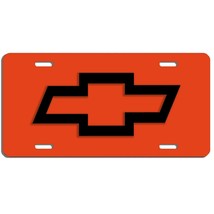 Chevy bowtie vehicle aluminum license plate car truck SUV black &amp; orange... - $16.34