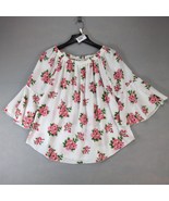 NWT One More Thyme Pink Roses White Blouse Women&#39;s Plus 3X Flared Sleeve... - $459.38 MXN