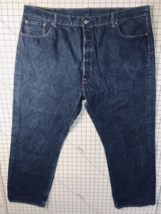 Levis 501 Jeans 43x29 Actual Blue Straight Leg Button Fly Dk Blue Tag 46x32 GUC - £17.27 GBP