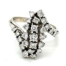 Vintage 1+ct Diamond Waterfall Ring REAL Solid 18K White Gold 6.0g Size 7.75 - £1,665.10 GBP