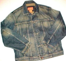 Faconnable Jeans Vintage 90s Men&#39;s Blue Acid Wash Buttons Denim Trucker Jacket L - £8.53 GBP