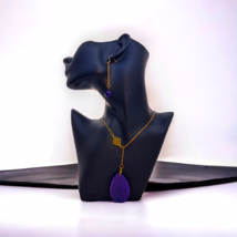 Women purple pendant lariat necklace jewelry set - $741.26 MXN
