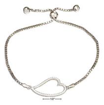 Bracelet Sterling Silver 6&quot;-9&quot; Adjustable Micro Pave Cubic Zirconia Curved Open  - £50.35 GBP