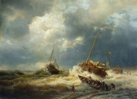 Art Andreas Achenbach - Ships in a Storm on the Dutch Coast Giclee Print Canvas - £8.97 GBP+