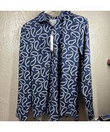 NWT CON.STRUCT 4-Way Stretch Blue Floral Slim Moisture Wicking Button Sh... - $23.06