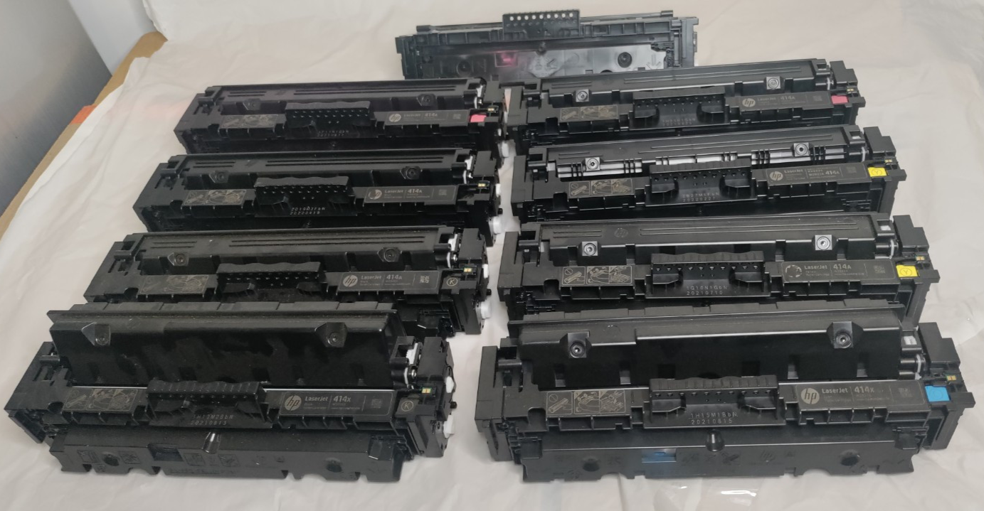 Lot of 9 HP 414A 414X EMPTY Toner Cartridges + chips W2020A W2021A W2022... - $59.39