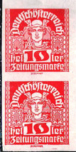 AUSTRIA 1920-1921 Very Fine Newspaper MNH Imperf. Pair Stamp Scott # P35 - £0.64 GBP