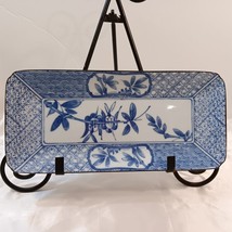 Vintage Takakashi San Fransisco Blue &amp; White Floral Porcelain Sushi Tray... - $13.86