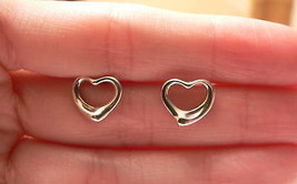 Tiffany &amp; Co Open Heart Earrings Studs Peretti Silver Gift Love Statemen... - £194.57 GBP