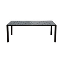 Outdoor Dining Table: Square Metal Patio for 8, Umbrella Hole, Brown - $4,790.28 MXN