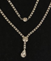 Vintage Clear Rhinestone Necklace 15” Signed Coro - £31.46 GBP