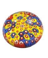 Vintage Millefiori Paperweight Hand Blown Floral Art Glass 10&quot; Circumfer... - $49.84 CAD
