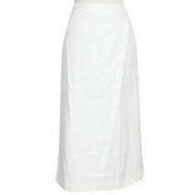 EILEEN FISHER White Organic Linen Faux Wrap Calf Length Skirt L - £70.70 GBP