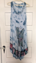 Advance Apparels Blue Tie-Dye Embroidered Butterfly Tank/Swing Dress Fre... - €17,27 EUR