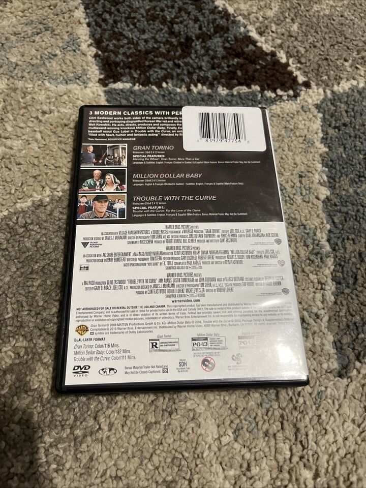 Gran Torino/Million Dollar Baby/Trouble with the Curve (DVD) Clint Eastwood Flix Item image 2