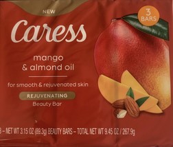 Caress Mango &amp; Almond Oil for Smooth &amp; Rejuvenated Skin 3 Bars - £8.50 GBP