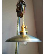 Antique Brass Porcelain Enamel Shade: 10&quot; Rounded Metal, 2-1/4&quot; fitter L... - $42.73 CAD