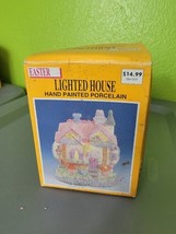 Hand Painted Porcelain Vintage Easter Decor Village Bakery Lighted House... - £34.83 GBP