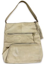 Hobo The Original Shoulder Bag Creamy Tan Leather w/ Tassel Purse Multi-Pocket - £27.53 GBP