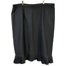 Evan Picone Womens Straight Skirt Black Midi Pleated Hem Zip Classic Plu... - £22.27 GBP