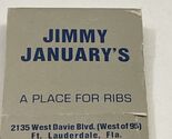 Vintage Matchbook Cover Jimmy January’s A Place For Ribs  Ft Lauderdale,... - $12.38