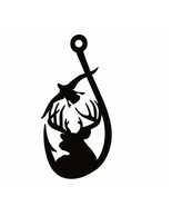 8&quot; Deer Duck Hook Vinyl Sticker WHITE - $8.56