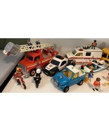 Playmobil Lot 15 Vehicles Boats Fire Truck Police Food Ice Cream 19 Figures - $68.99