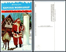 NEW YORK Postcard - North Pole, Santa &amp; Donder One Of His Reindeer N13 - £2.31 GBP