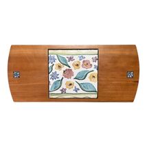 Vintage Levi LaRocque Floral Tile Wood Wall Plaque Signed Folk Art Decor - $58.50