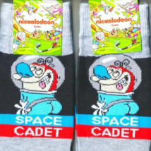 [NEW] 90&#39;s Nickelodeon Ren &amp; Stimpy Socks (2-Pack) Space Cadet Crew Socks 2-Pair - £19.59 GBP