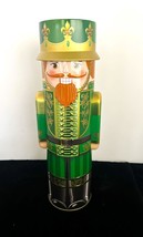 Metal Christmas Nutcracker Candy Tin 12&quot; Tall Green Gold Black Design Italy - $240.74 MXN
