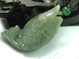 Free Shipping - auspicious Good luck Amulet Natural Green jadeite jade carved Fi - £20.43 GBP