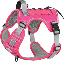 NEW Dog Tactical Harness bright pink L adjustable reflective padded nylon - £10.32 GBP
