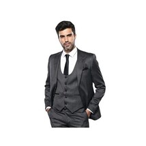 Men 3pc European Vested Suit WESSI by J.VALINTIN Extra Slim Fit JV26 Dark gray image 9