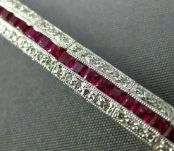 Estate 7.2Ct Diamond &amp; Pink Ruby 14K White Gold Over 3D Filigree Tennis Bracelet - £137.55 GBP