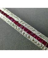 Estate 7.2Ct Diamond &amp; Pink Ruby 14K White Gold Over 3D Filigree Tennis ... - £136.89 GBP