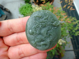 Free Shipping -  100% perfect  Natural Green Jadeite Jade carved dragon charm pe - £20.77 GBP