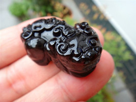 Free Shipping - good luck Wealth Natural black agate  Carved  Pi Yao Amulet char - £15.97 GBP