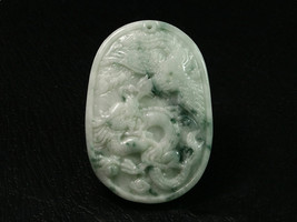 Free Shipping - perfect  Natural Green Dragon Phoenix jade Pendant / nec... - £20.78 GBP