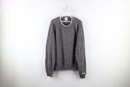 Vintage 90s Columbia Mens Large Blank Cotton Knit Crewneck Sweater Heather Gray - £38.80 GBP