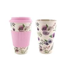 Beautiful Flower Printed 400ML Volume BPA Free Bamboo Fiber Coffee Cup U... - £14.78 GBP