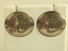 vintage sterling silver native american navajo lizard earrings - £51.42 GBP