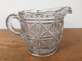Vtg Antique 1800s Americana Crossed Block Quilted Crystal Glass Creamer ... - £97.95 GBP