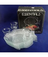 Essentials 8 pc Glass Fish Cocktail Set Plates &amp; Cups Shrimp Sauce Lobst... - $17.64