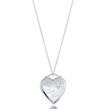 Sterling Silver &quot;I Love You&quot; Diamond-Cut Star Heart Locket W/chain - £95.46 GBP