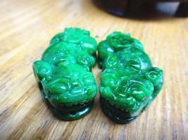 Free Shipping -  Hand-carved one Pair Genuine green jadeite &#39;&#39; Pi Yao &#39;&#39; Amulet  - £23.72 GBP