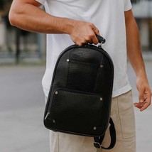 Leather Travel Backpack for Men and Women, Black Crocodile-Embossed Desi... - $5,129.04 MXN